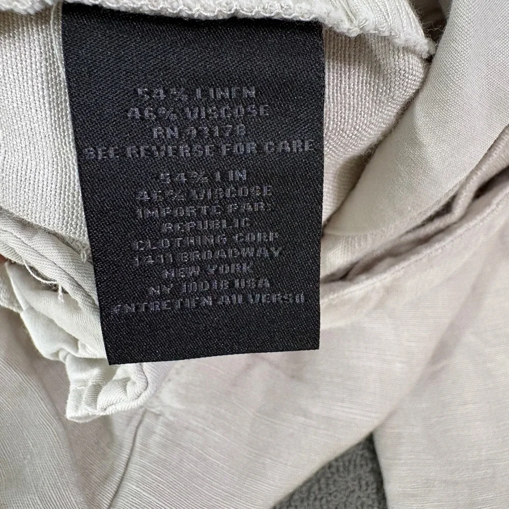 Magaschoni Pants Mens 30 Beige Linen Viscose‎ Blend Tapered Casual Slacks Casual